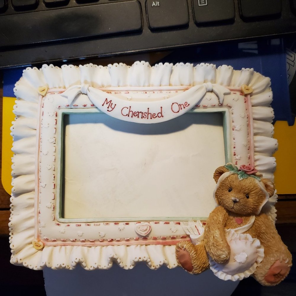 1994 Priscilla Hillman Frame   My Cherished One teddy bear and heart pillow